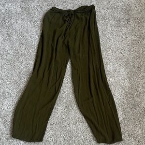 Olive Green Wide-Leg Pants